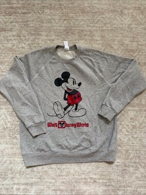Disney Parks Mickey Mouse Walt Disney World Gray Fleece Sweatshirt Adult Large